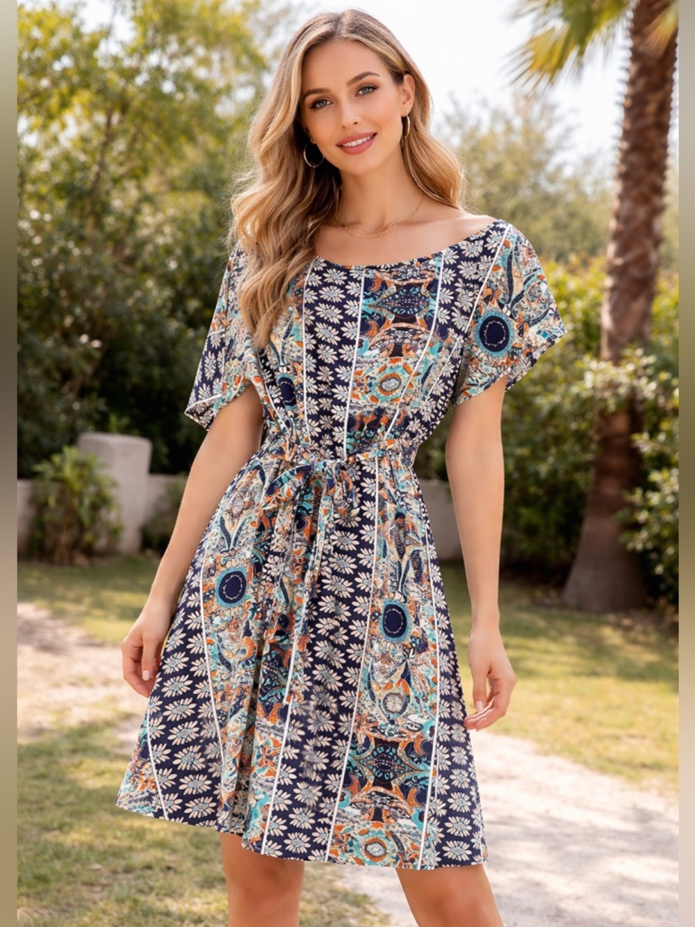 Caribe Breeze Patchwork Mini Dress